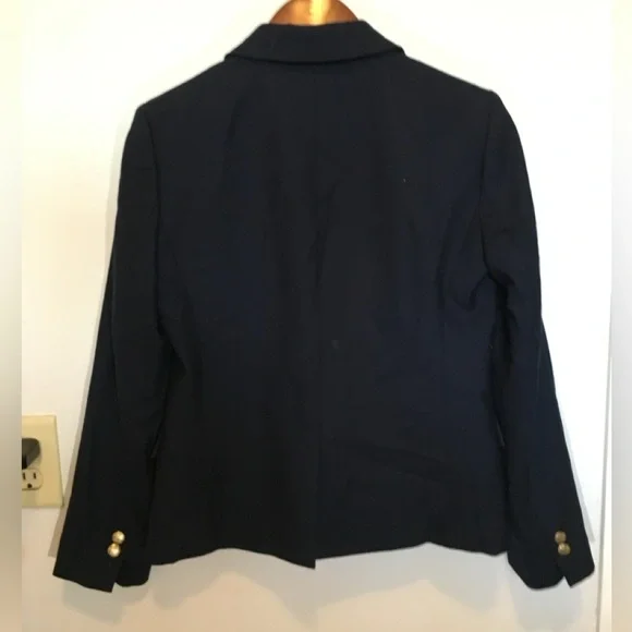 J.Crew dark Navy/Black Blazer 6P Petite Gold Button Classic Preppy Jacket - Picture 4 of 4